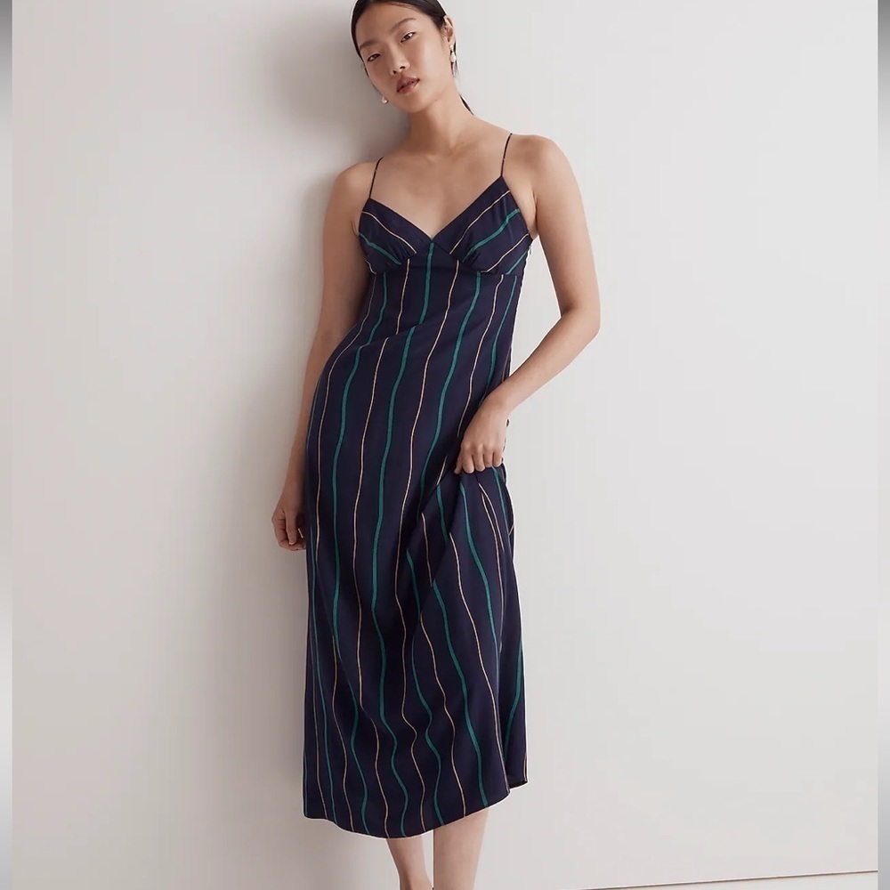 Madewell Layton midi dr as blueberry stripe